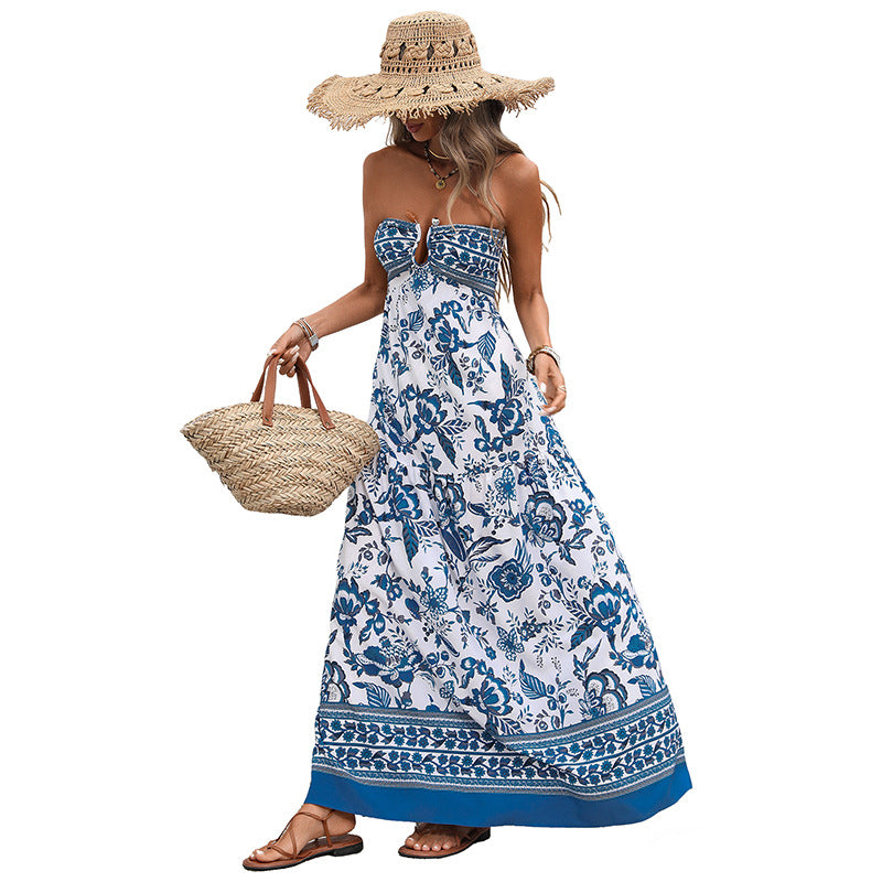 Women's Sleeveless Ethnic-style Printed Dress