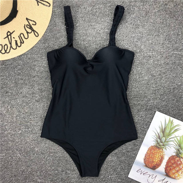 Sexy Push Up Bodysuit Steel one piece swimsuit Butt Lifter swim suit women Swimwear Shaper Bathing suit female Monokini Black