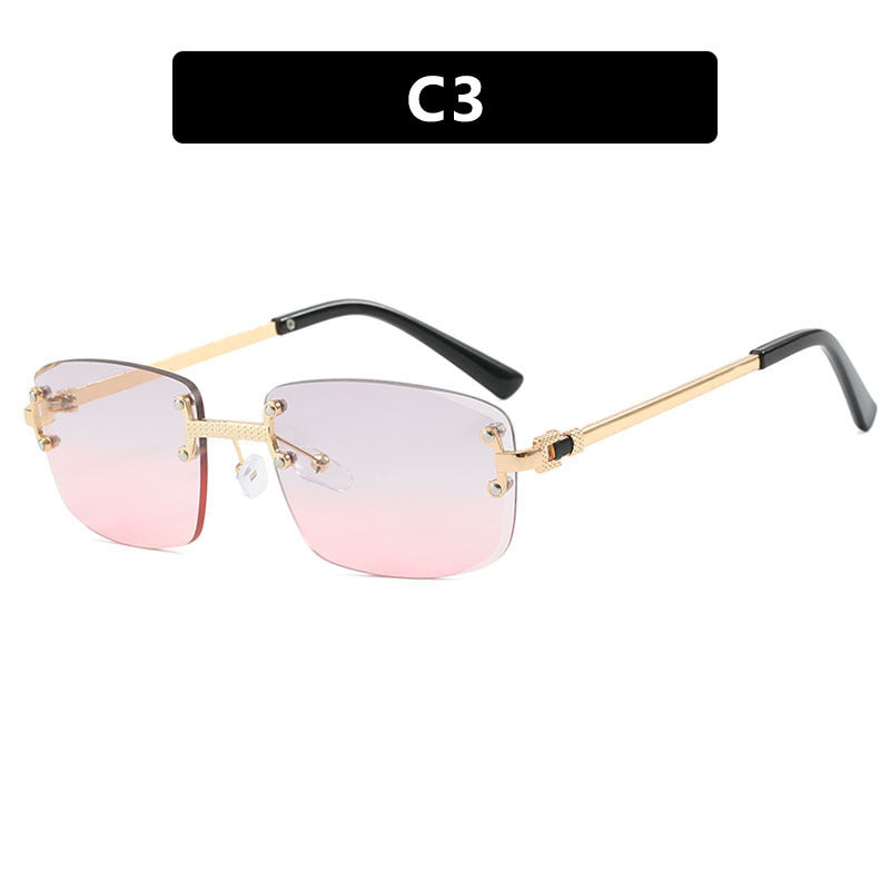 Frameless cut edge oval fashionable and high-end Instagram popular sunglasses of the same style