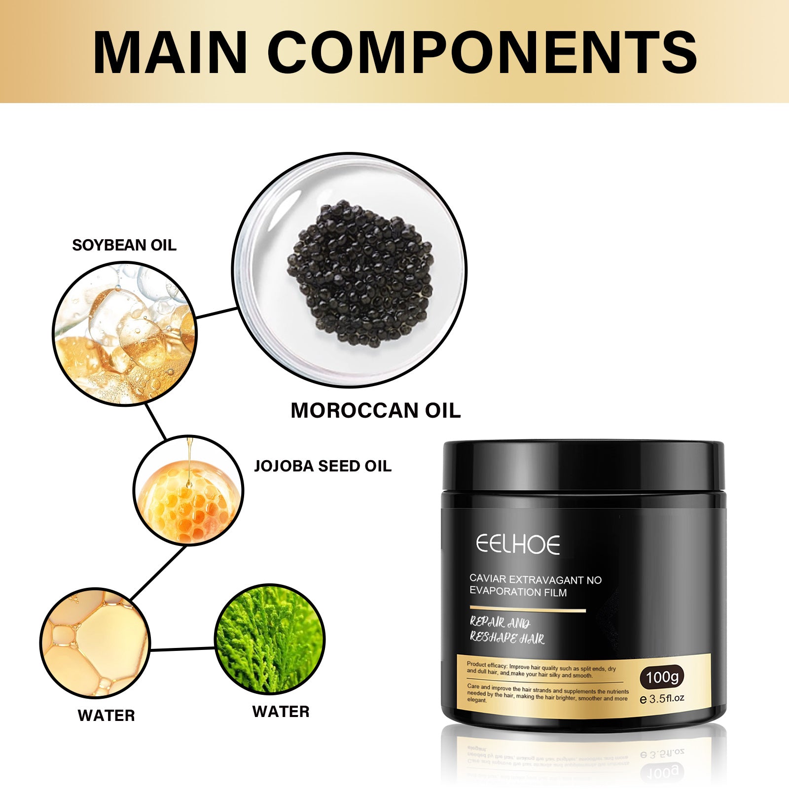Caviar Extravagant No Evaporation Film, Smooth Hair Deep Nourishing Improve Dye Hot Dry Smooth Conditioner