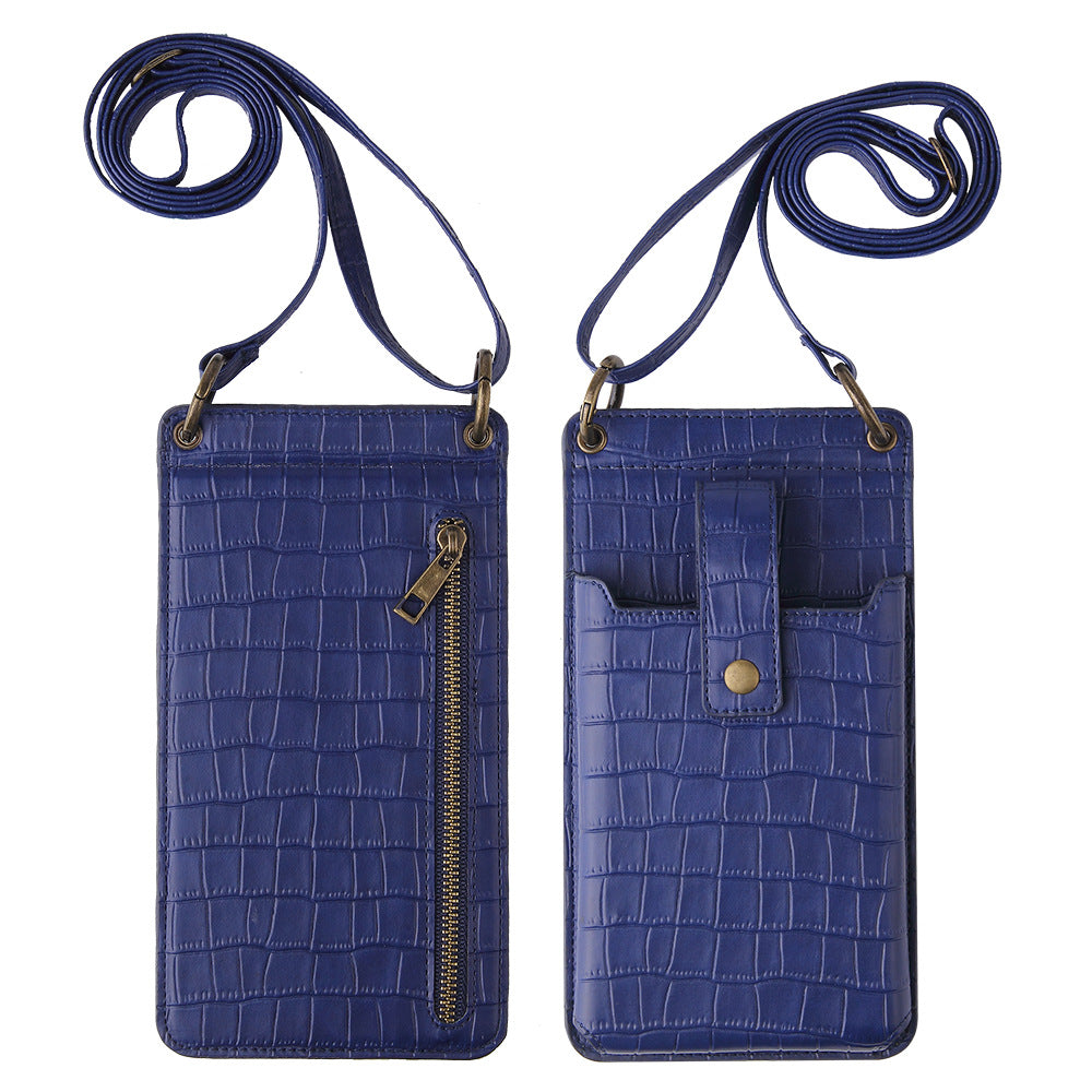 New Multi Function Messenger Vertical Retro Mini One-Shoulder Crocodile Pattern Coin Purse Mobile Phone Bag