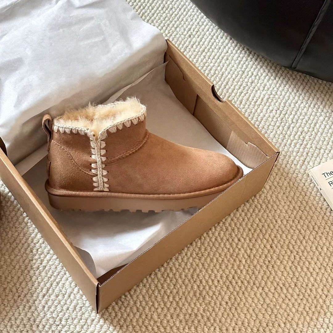 New Snow Sheep Fur Integrated Mini Wool Mouth Ankle Boots