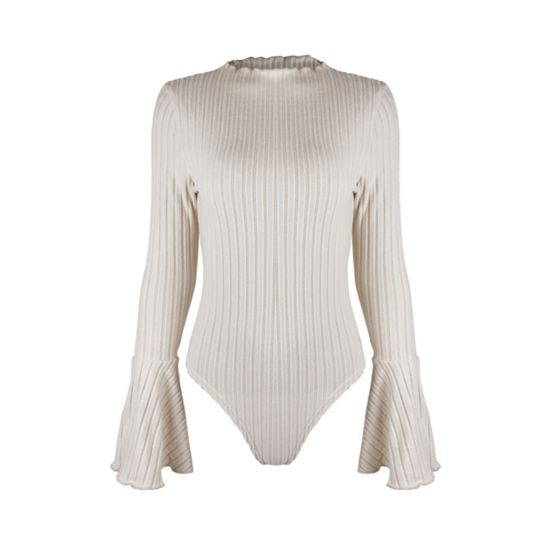 Sexy Slim-fit Solid Color Knitted Jumpsuit For Women
