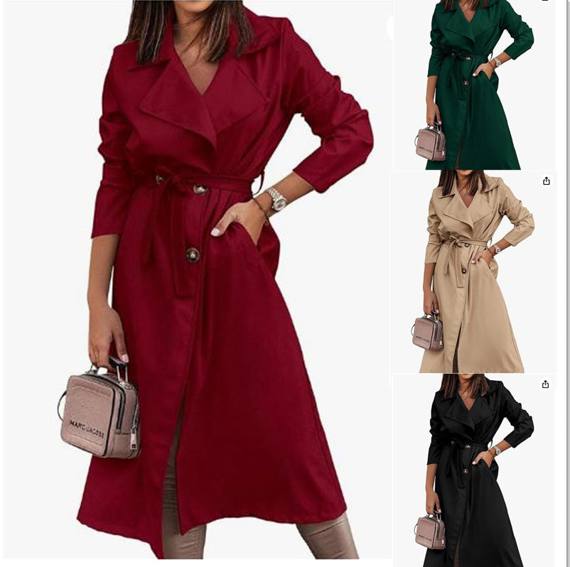 Women's Coat Plus Size Trench Coat Tie-front Top