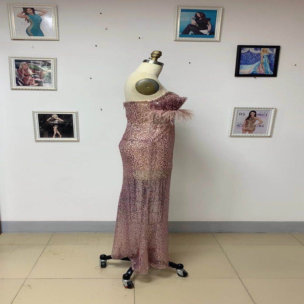 Women's Sequin Tube Top Temperament Dress