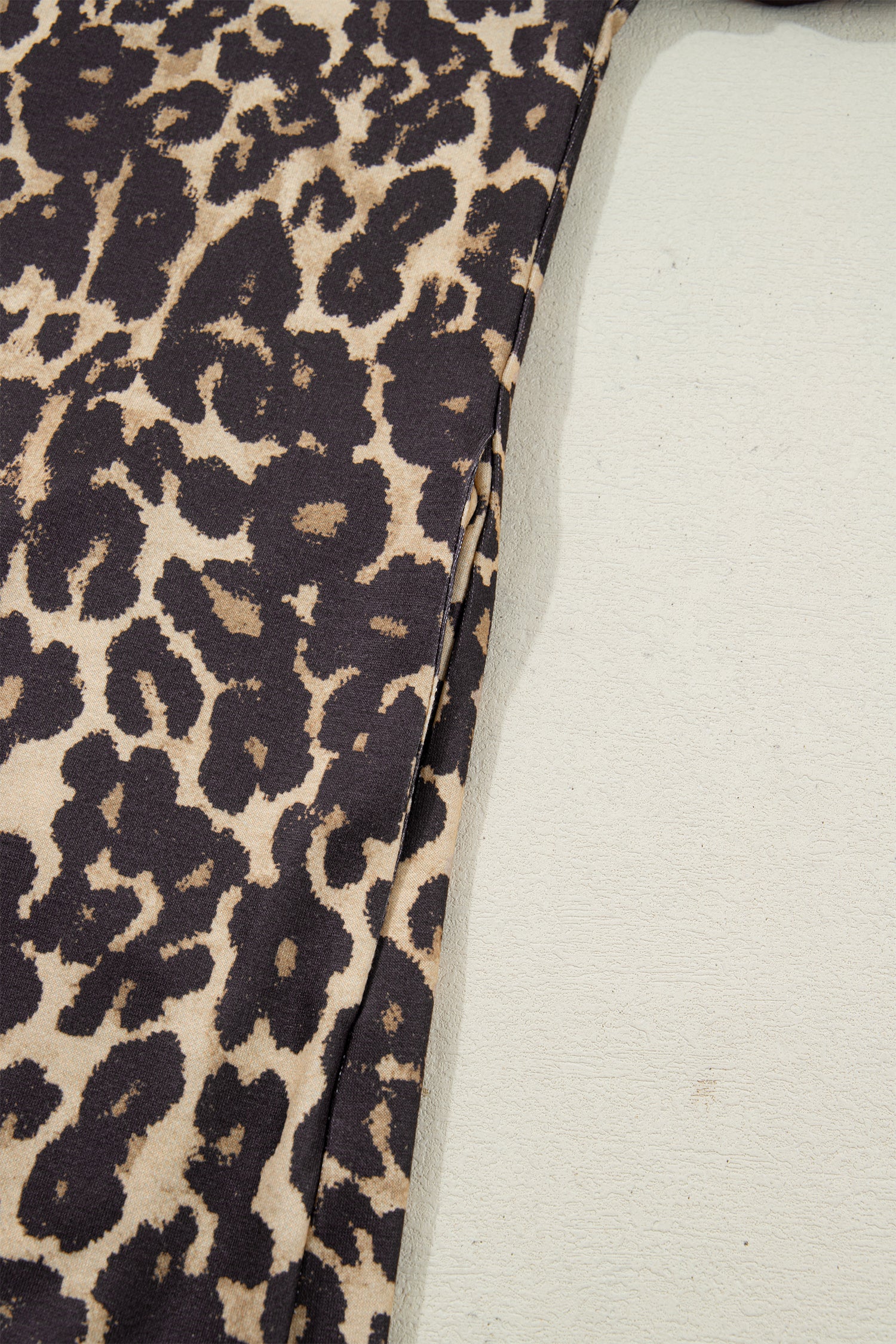 Apricot Leopard Print Contrast Varsity Striped Detail Loose T Shirt Dress