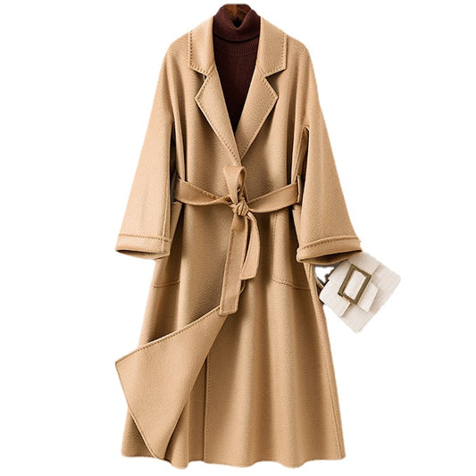 Hwitex Women Long coat Wool Fur Jackets LadiesTrench coats Wool blends Cashmere Woolen Jacket