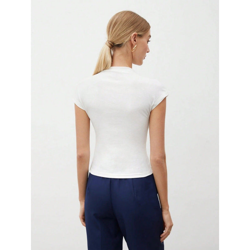 Women's Slim Fit Fashionable All-match Pure Color Tight Half Sleeve