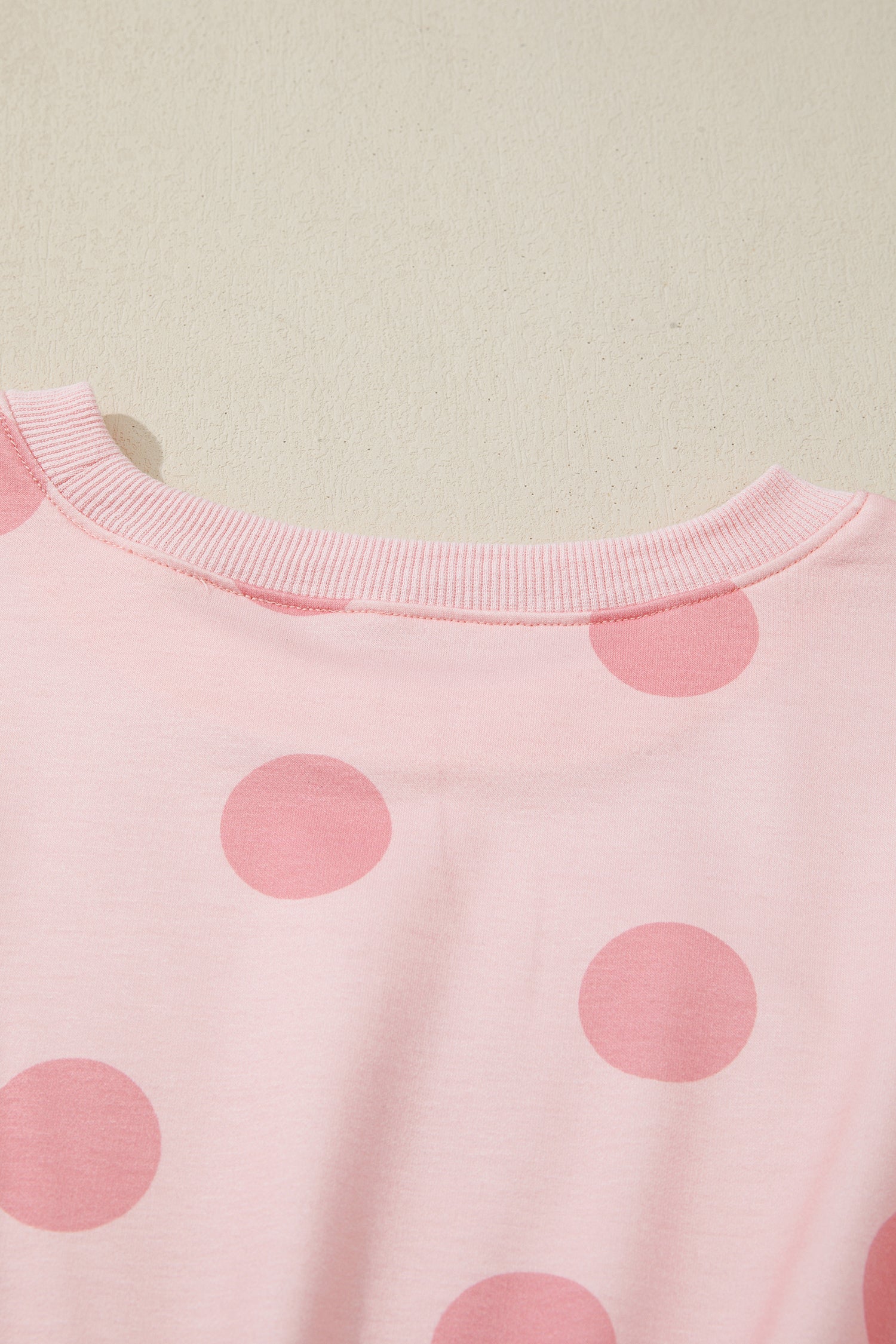 Pink Polka Dot Printed Long Sleeve Flared Mini Dress