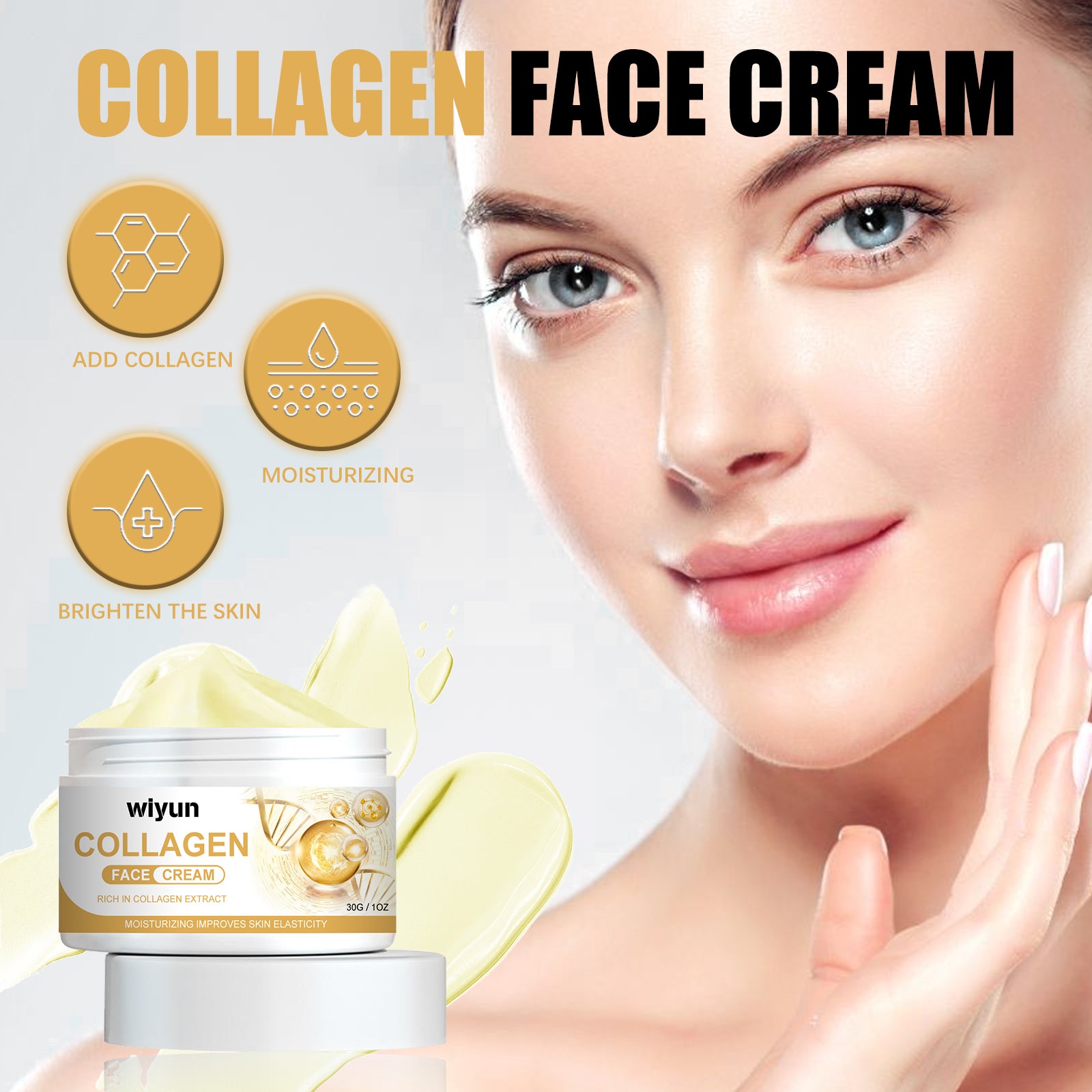 WIYUN Collagen Face Cream, Firming And Tender Skin Brightening Anti-Wrinkle Cream For Wrinkle Lifting And Wrinkling
