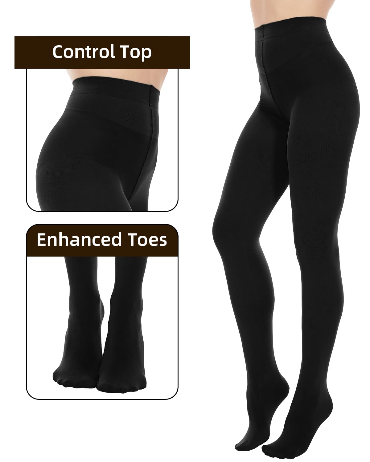 2pack 80d Opaque Black Tights For Women