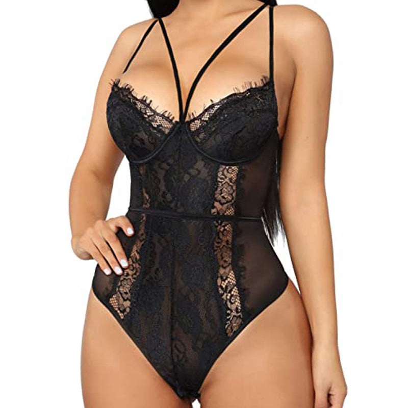 Thin Non-steel Ring Jacquard Sexy Jumpsuit