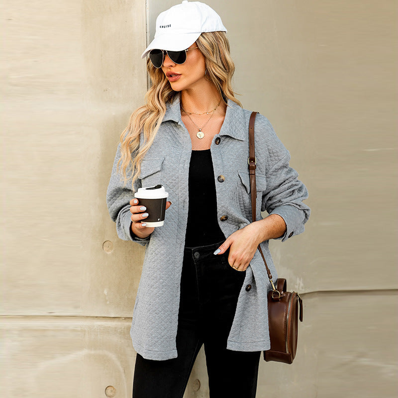 Retro Loose Slim Fit Plaid Long-sleeved Coat For Women