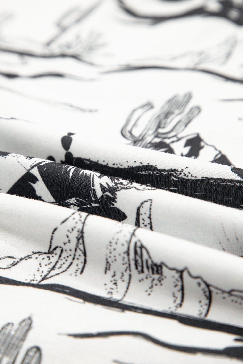 White Desert Sand Print Short Sleeve Knit Top