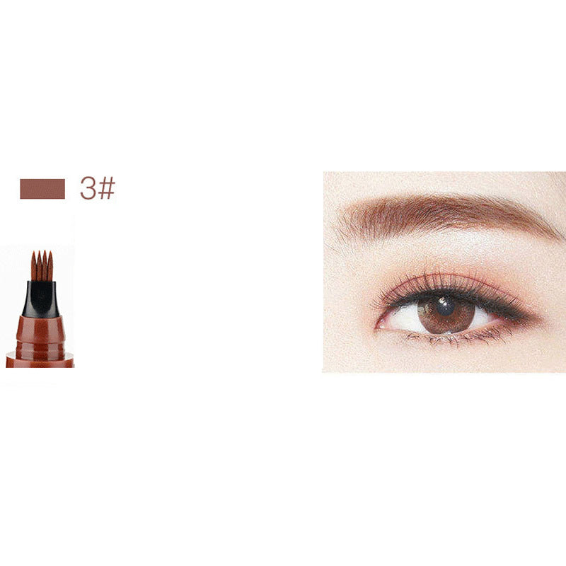 Four-Headed Bifurcated Eyebrow Pencil Simulation Wild Liquid Eyebrow Pencil Durable Waterproof Sweat-Proof And Easy To Color