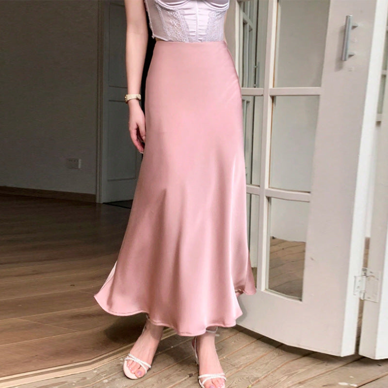 Autumn Winter Elegant Satin Fishtail Pencil Skirt