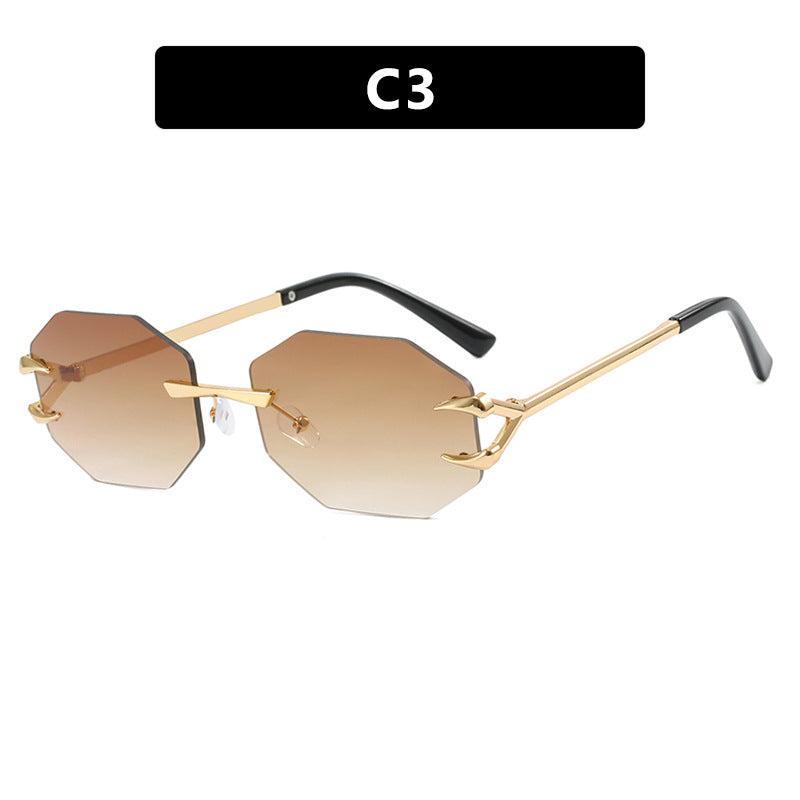 Devil Claw Sunglasses Personality Octagonal Frameless Cutting Edge Fashion Sunshade Sunglasses Concave Design