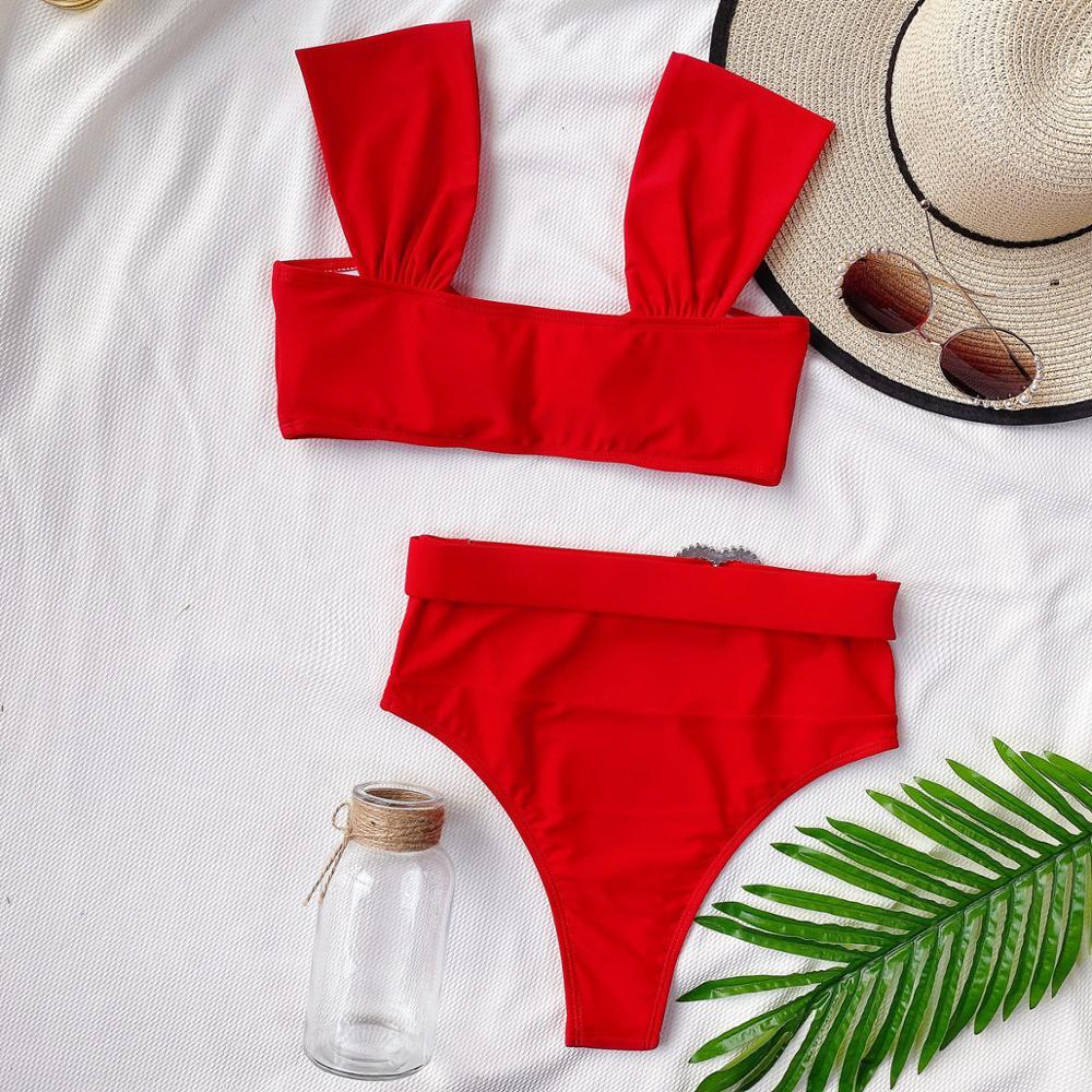 Solid color love swimsuit