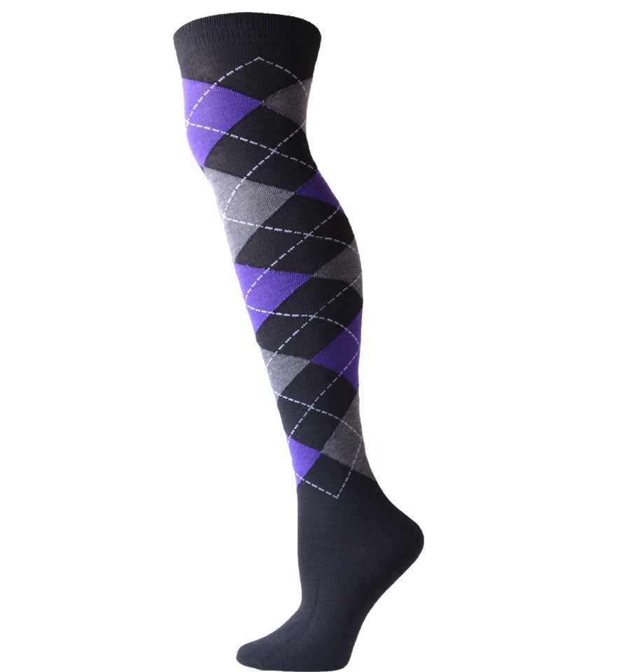 Style diamond plaid over the knee stockings