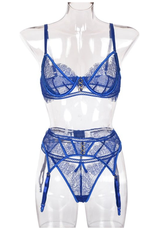 Women's Underwear Gathered Three-Piece Suit With Steel