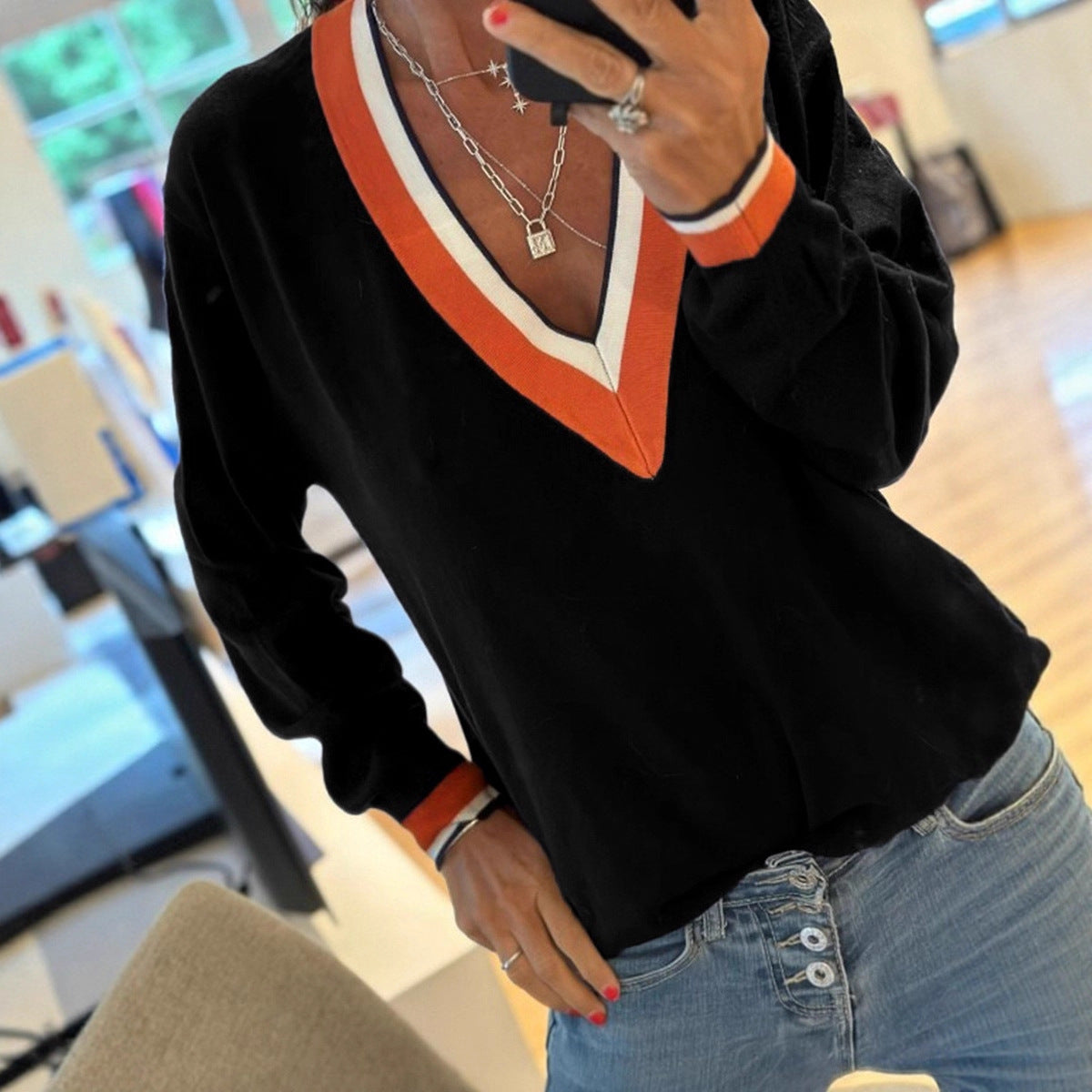 Casual Style Loose Knitted Top For Women