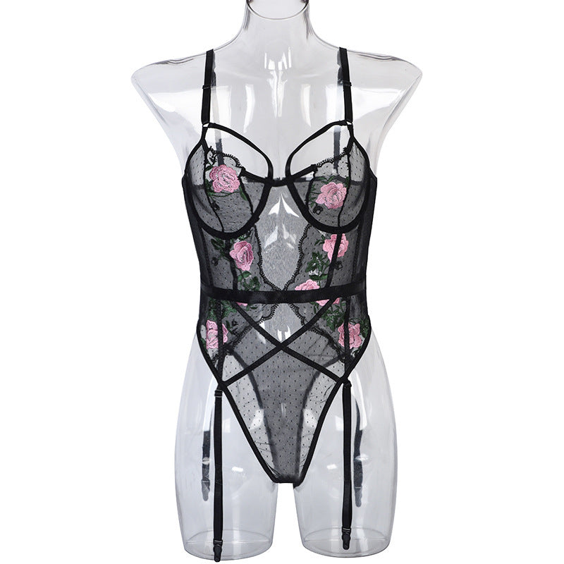 Women's Lace Mesh Stitching Bodysuit