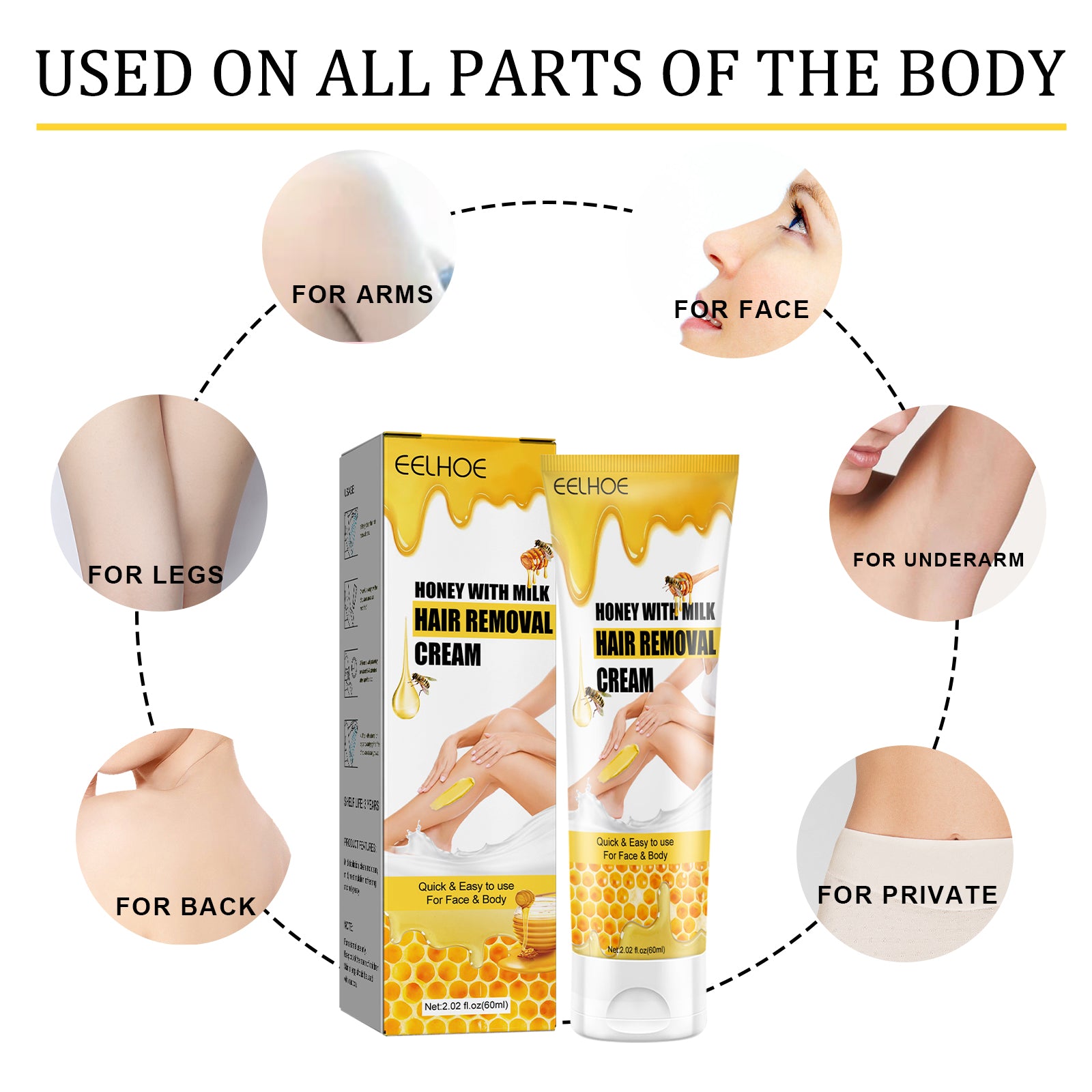 Honey And Milk Hair Removal Cream, Quick And Gentle Hair Removal All Over The Body Smooth Skin Hair Removal Cream
