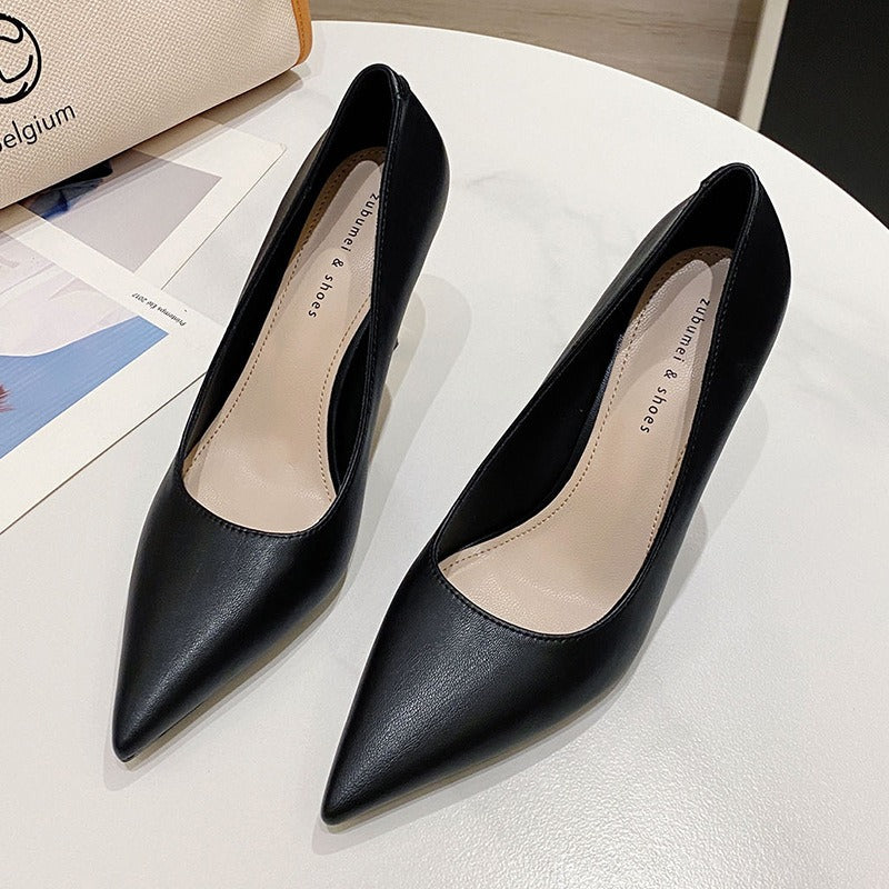 Pointed toe stiletto high heels, fairy style solid color high heels, French super high heels for women