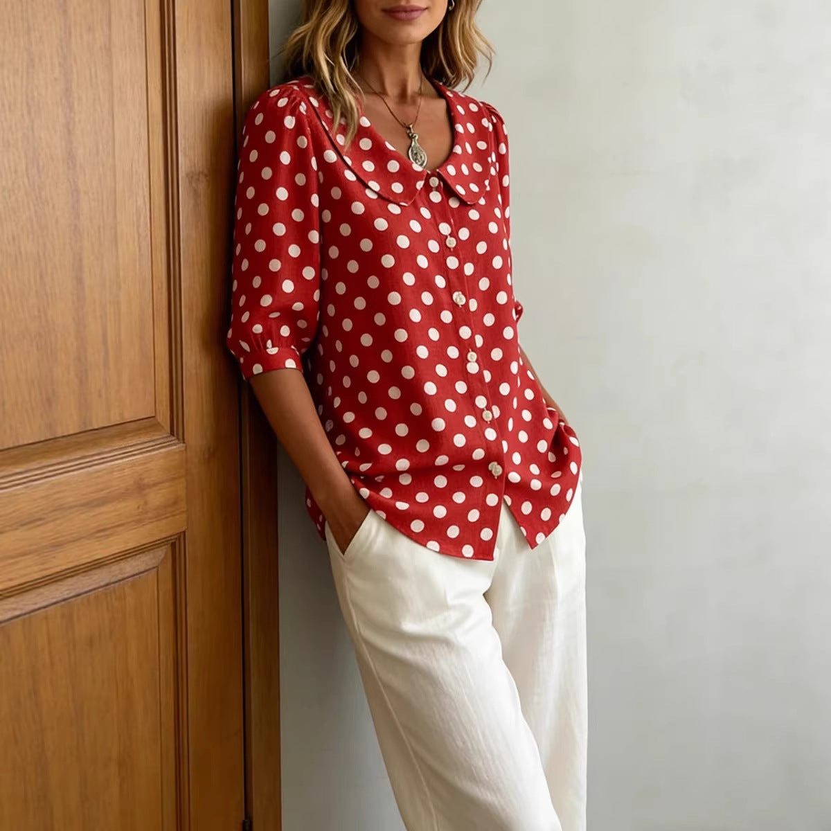 Retro Polka Dot Pattern Womens Shirt