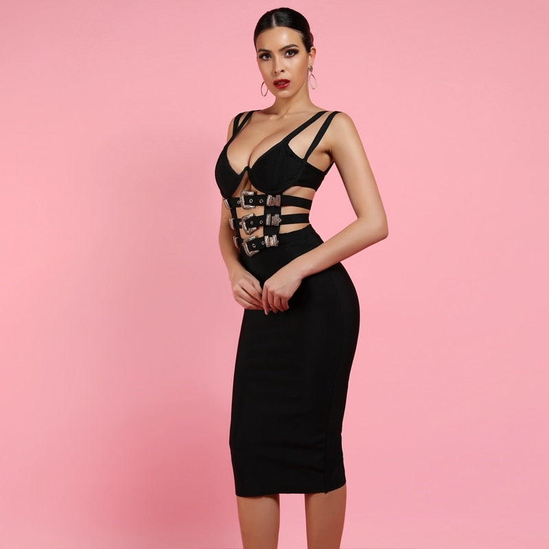 Black Bandage Dress New Sexy V Neck Bandage Bodycon Dress
