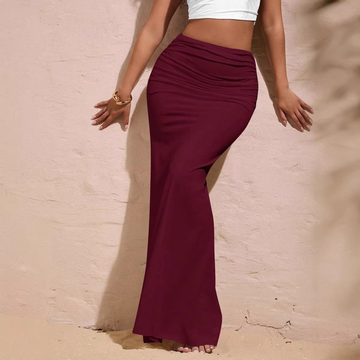 Womens Stylish Figure-hugging Mermaid Pleated Skirt