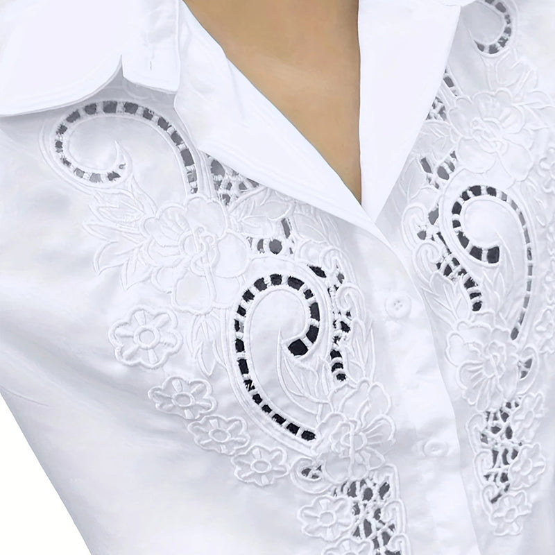 Women's Contrast Lace Long Sleeve Tops Button Down Shirts Dressy Casual Blouses Fall Fashion Clothes