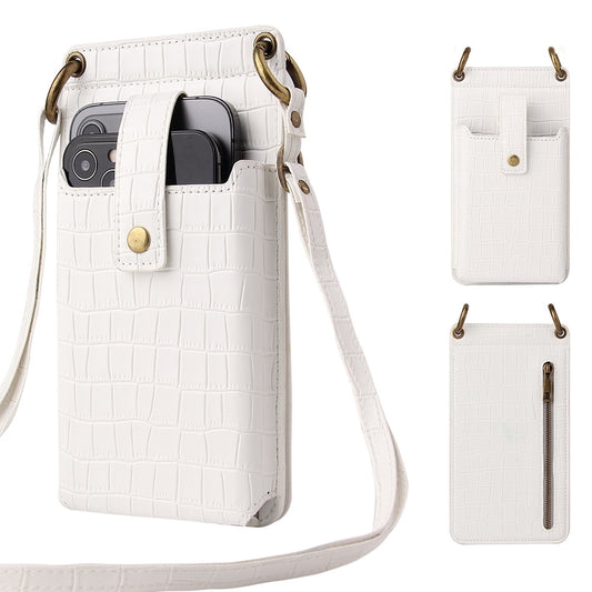 New Multi Function Messenger Vertical Retro Mini One-Shoulder Crocodile Pattern Coin Purse Mobile Phone Bag