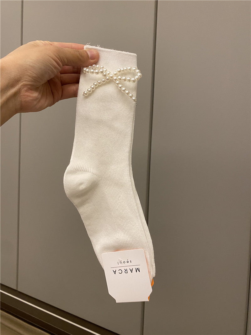 Bow Breathable Mid Length Socks