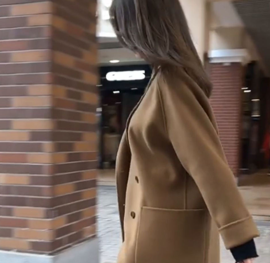 Loose Woolen Casual Coat For Women