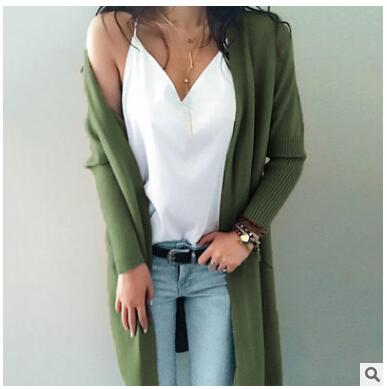 Women knitted long sleeve long sweater cardigan for female women  autumn new overcoat outwear coats