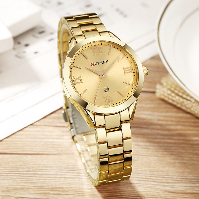 Reloj CURREN de oro para mujer, relojes creativos de acero para mujer, relojes de pulsera para mujer, reloj femenino, reloj femenino 