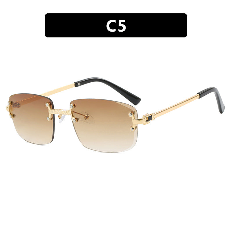 Frameless cut edge oval fashionable and high-end Instagram popular sunglasses of the same style