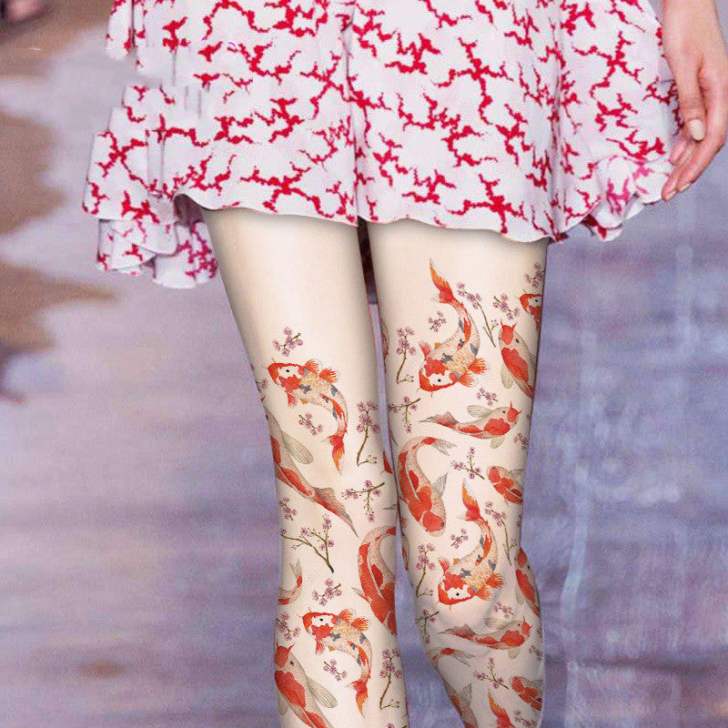 Catgirl Fake Thigh-high Stockings Pantyhose White Base Stockings Runway Fashion Stockings