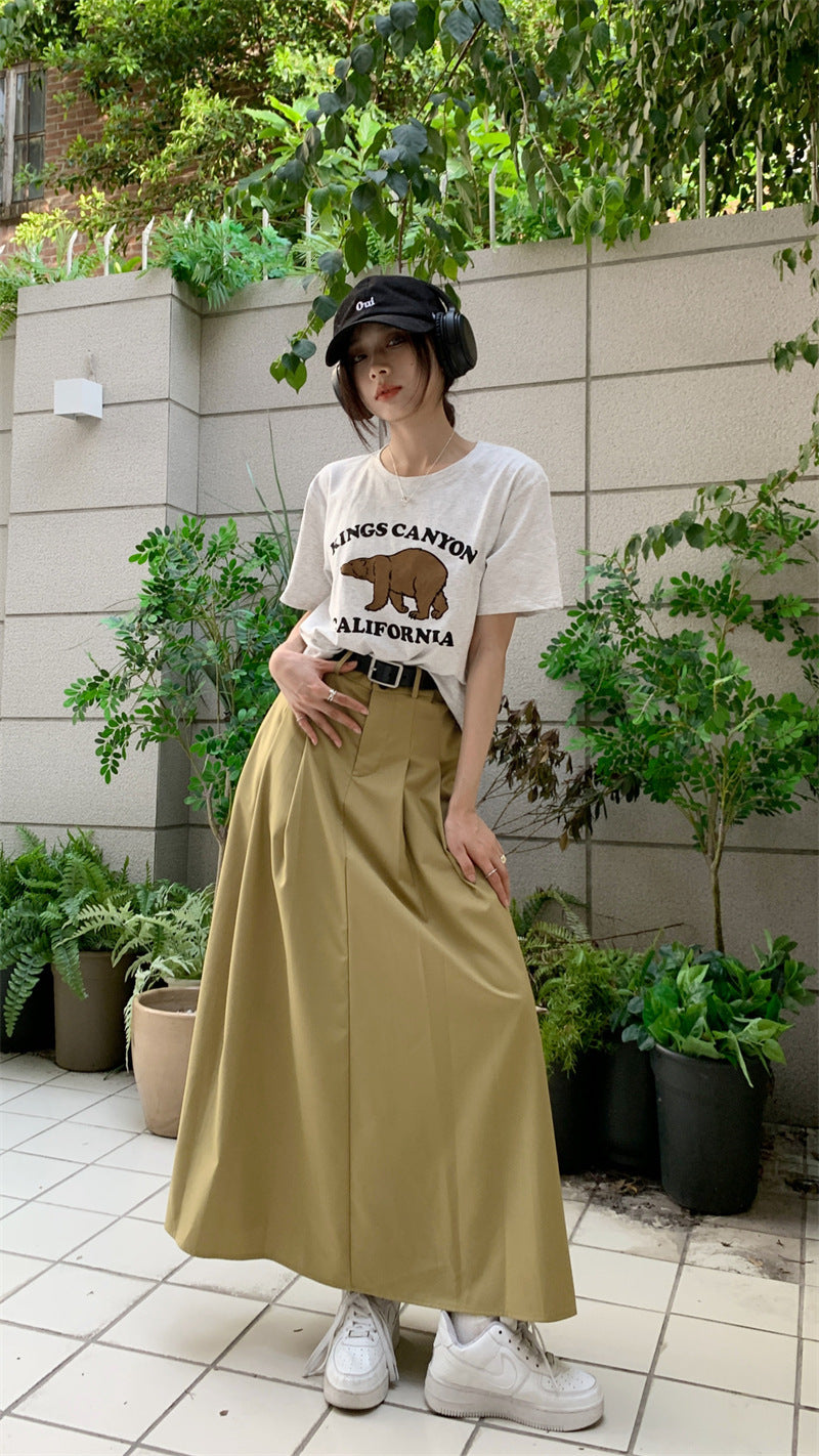 Slimming Temperament Mid-length Large Swing Skirt