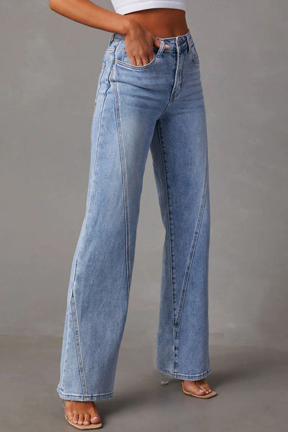 Jeans a gamba larga con impunture larghe casual blu Ashleigh