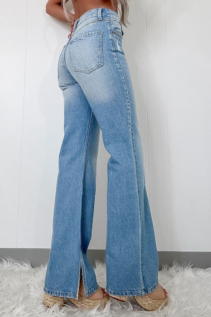 Jeans Myosotis strappati a vita alta con fessura