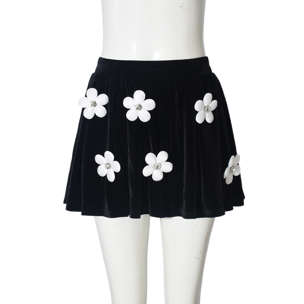3D Flower Stretch Skirt Female Fashion European And American Style