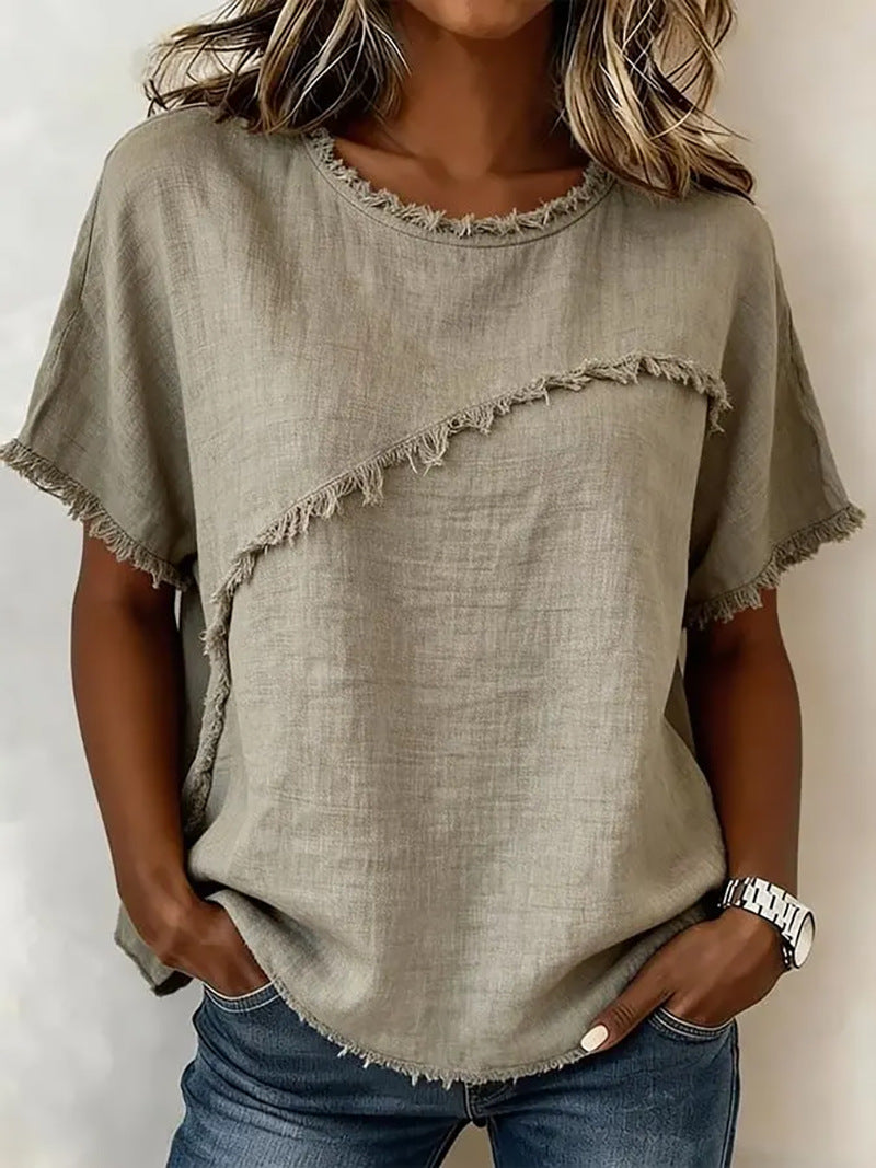 Women's Round-Neck Casual Loose Short-Sleeve Top