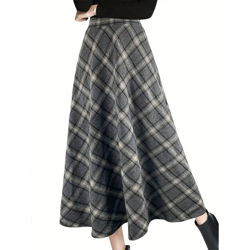 Women's Plaid Wool Wool Blend Skirt