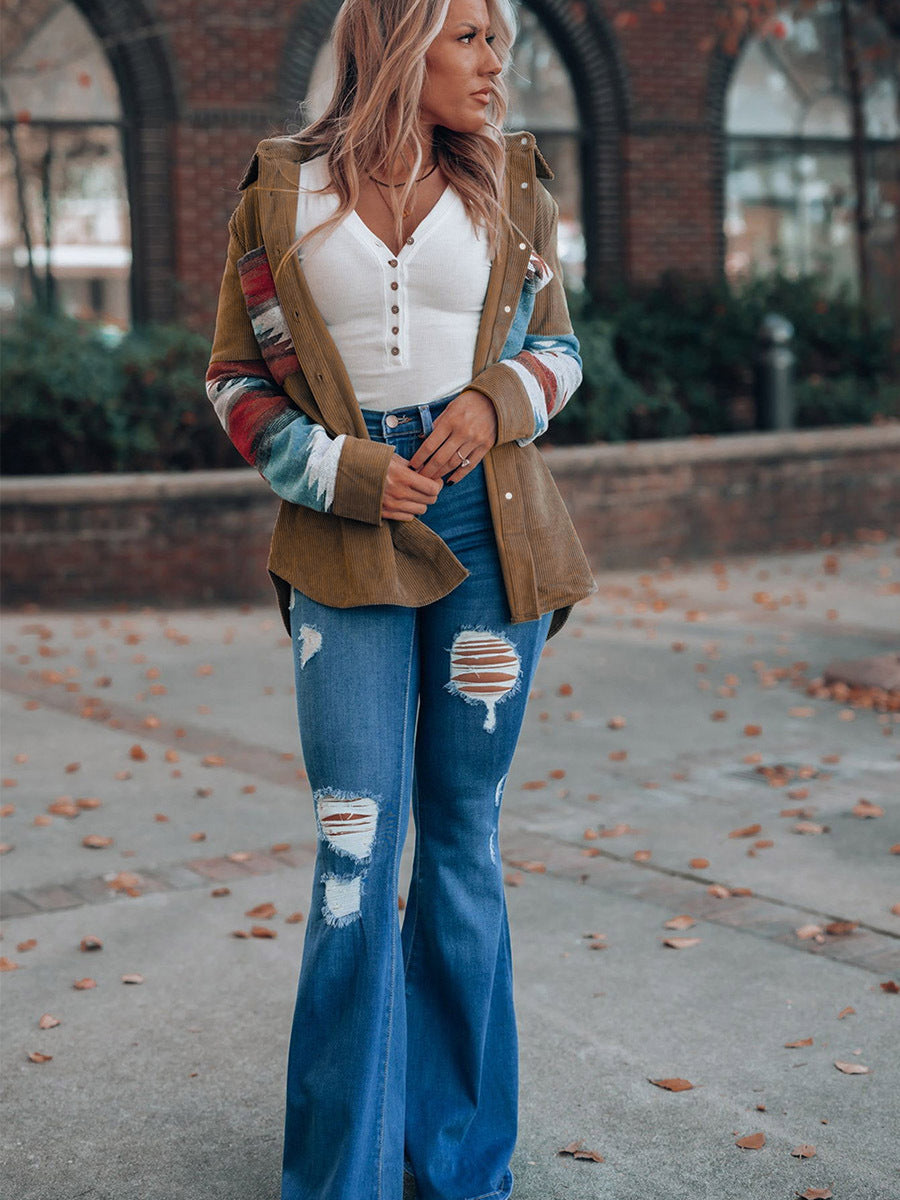 European And American Retro Ethnic Style Corduroy Coat For Women