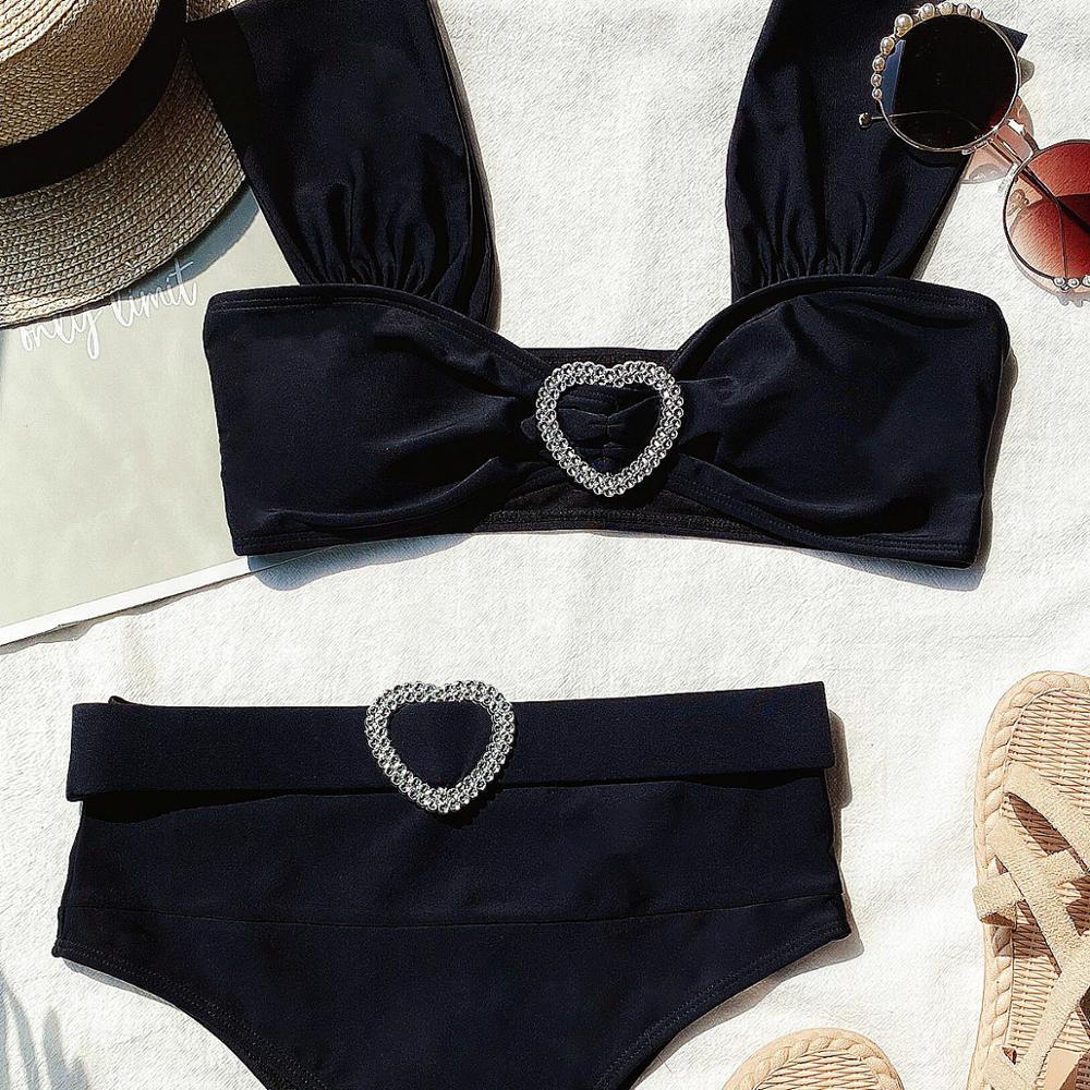 Solid color love swimsuit