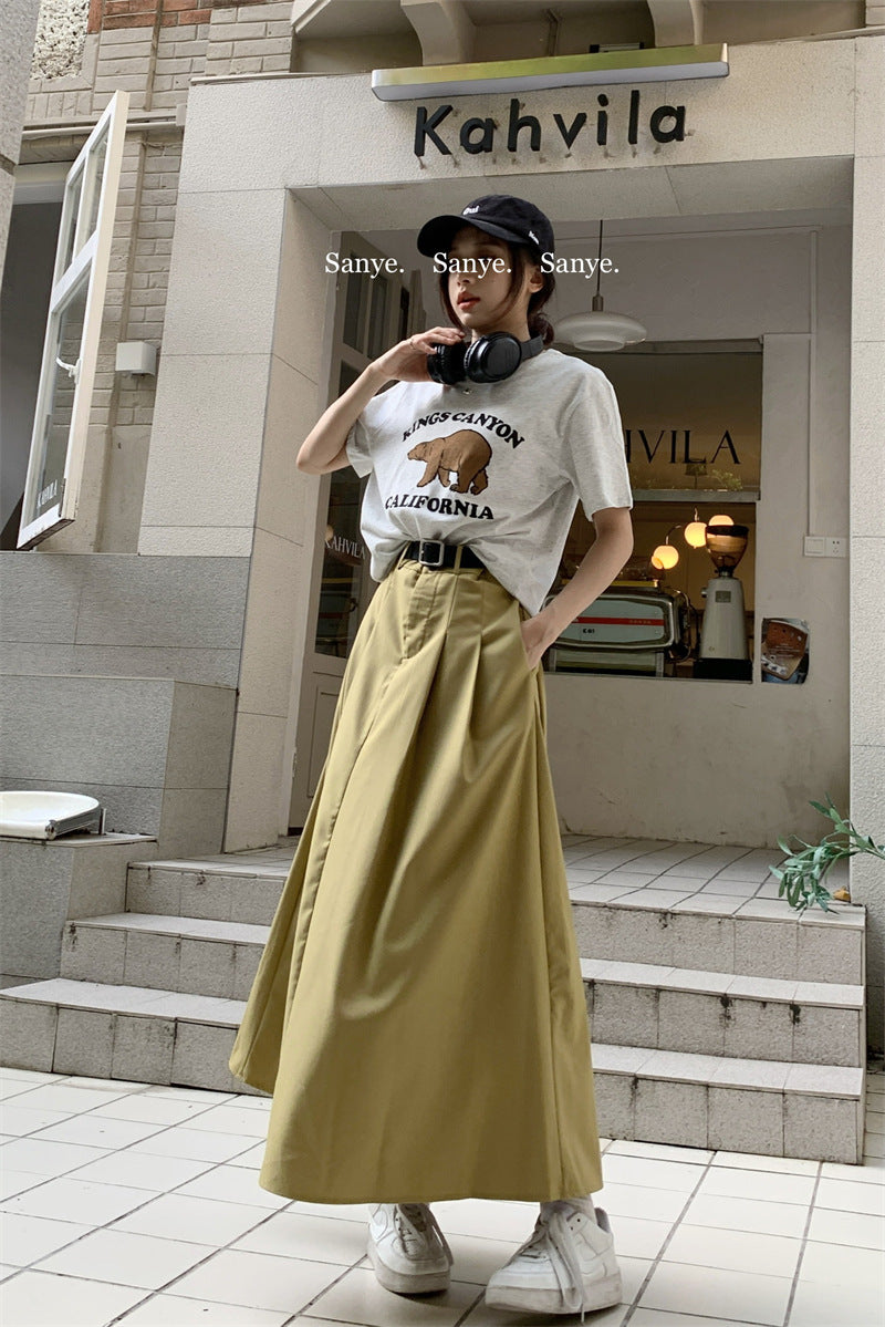 Slimming Temperament Mid-length Large Swing Skirt