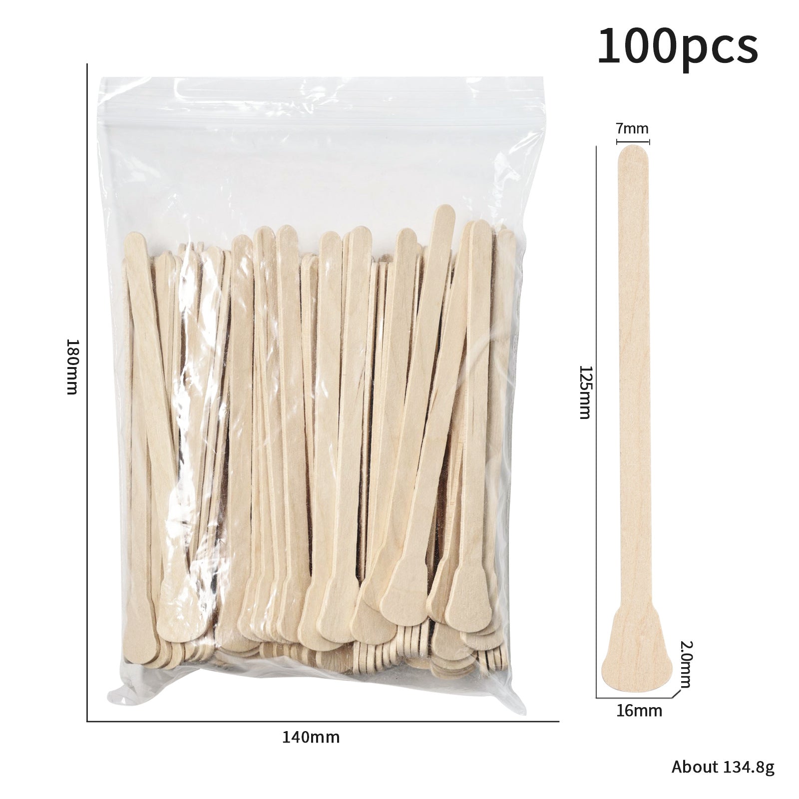 100-Piece Bag of Disposable Wooden Sticks for Hair Removal Waxing and Scraping Tools