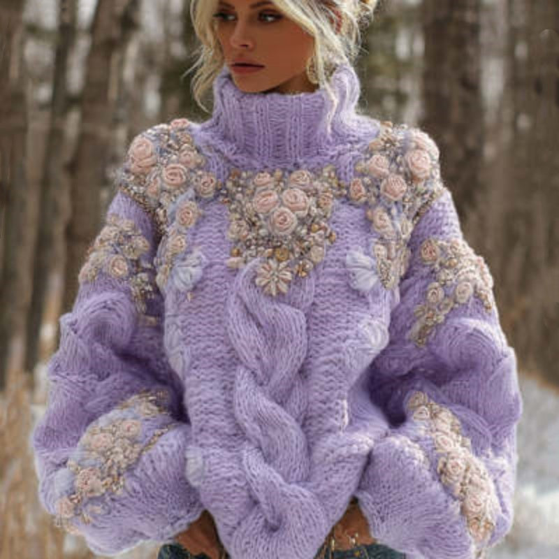 3D-printed Loose-fitting Turtleneck Sweater